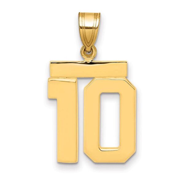 14k Yellow Gold, Athletic Collection Medium Polished Number 10 Pendant - Picture 1 of 3